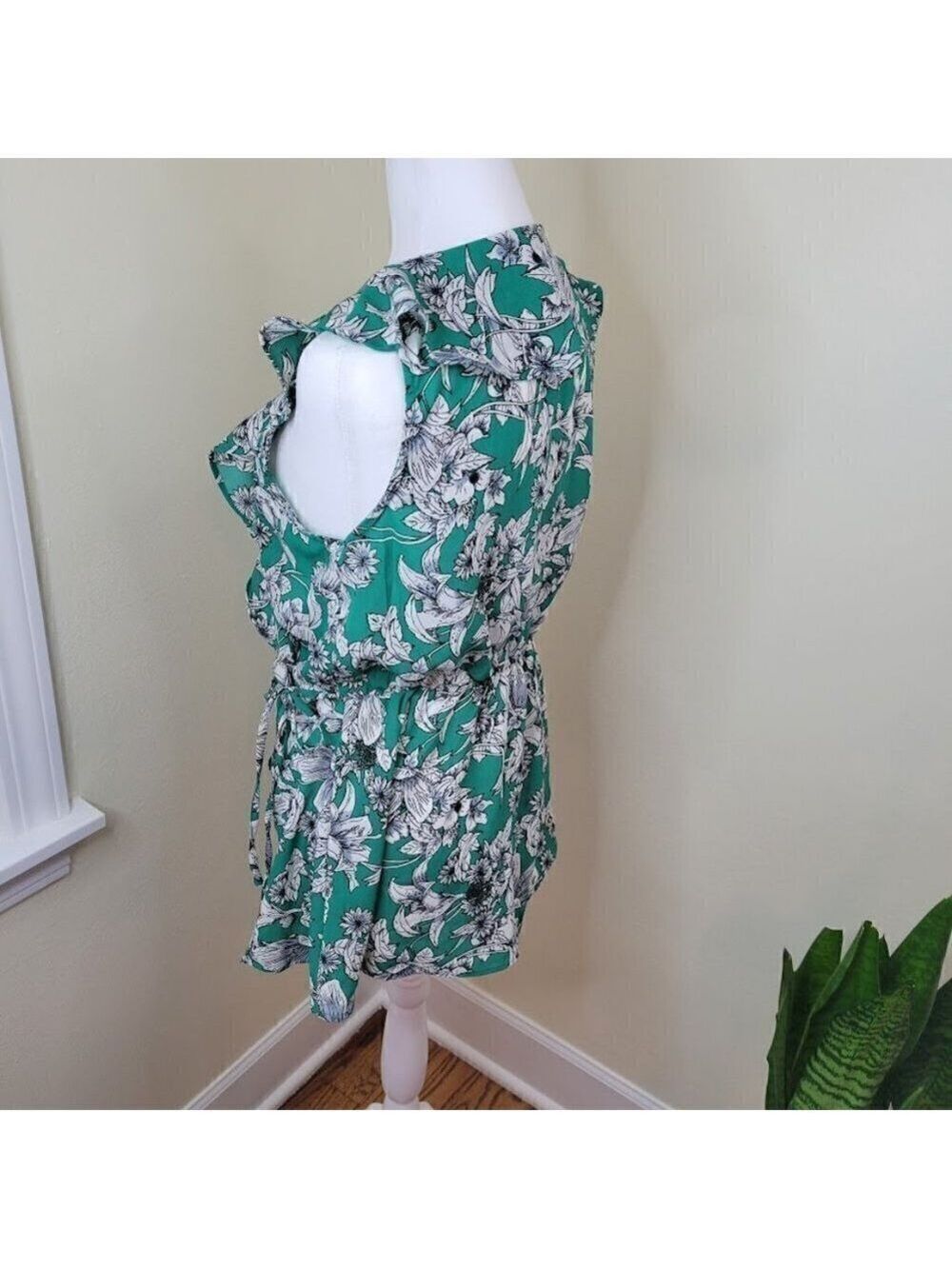 Japna Floral Wrap Flounce Front W/ Inside & Outside Ties Elastic Waist Women's M - Picture 6 of 11